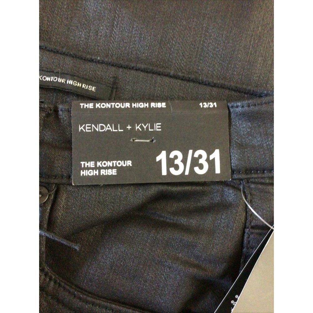 Kendall + Kylie Coated Black Kontour High Rise Pants, Sz 13/31 NWT - Picture 6 of 9